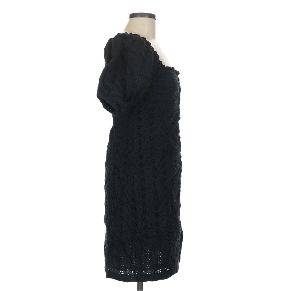 GAP Puff Sleeve Square Neck Eyelet Mini Dress (M) Black NEW - No Tags - Picture 3 of 7